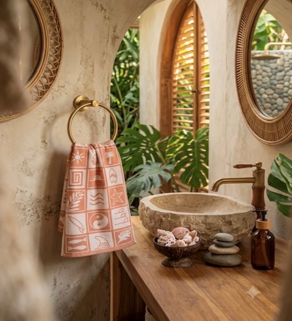 Beige surf Hand towel