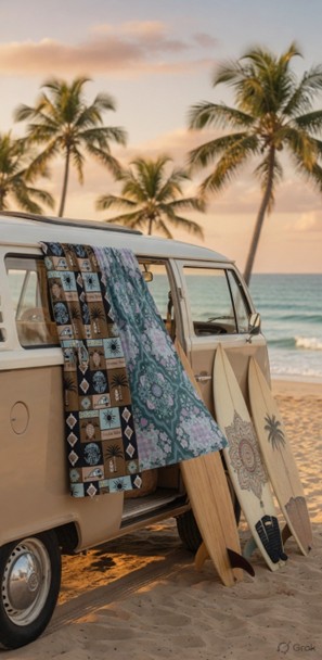 Brown tropical boho towel