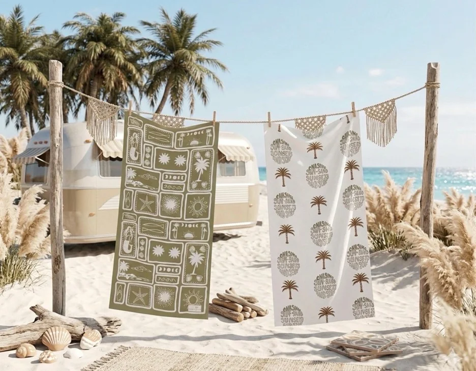 Green chasing waterfalls towel
