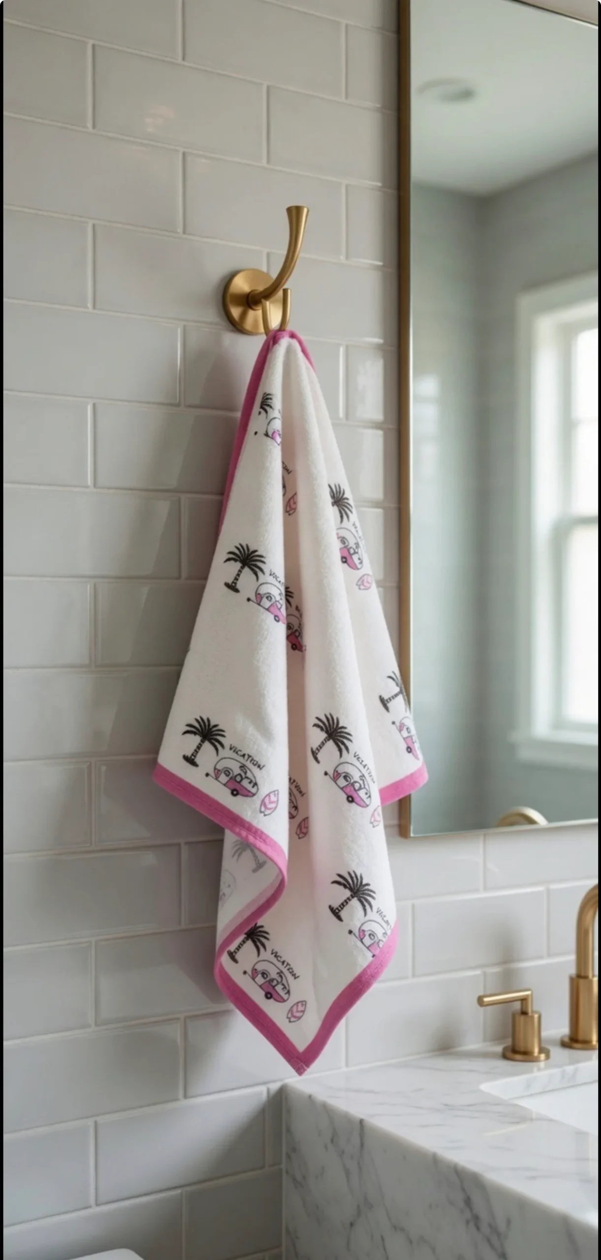 Pink caravan Hand towel